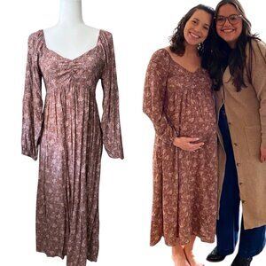 Pinkblush Pink Floral Printed Sweetheart Neck Maternity Dress Small